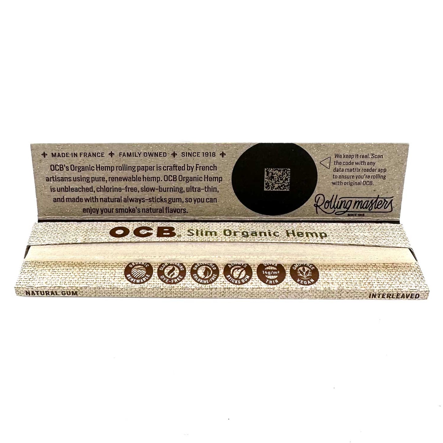 OCB Slim Organic Hemp Rolling Papers - 32 Pack
