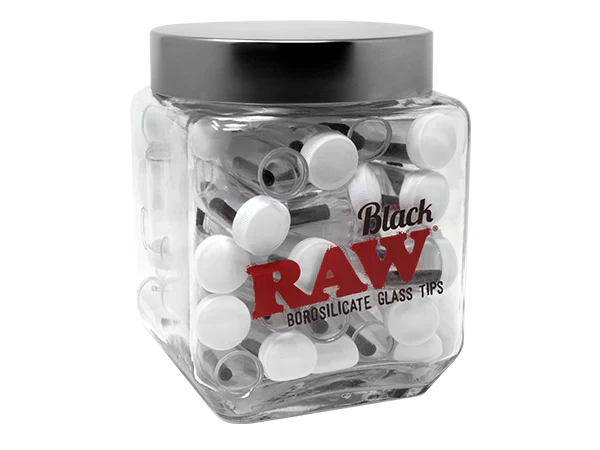 RAW Black Glass Tip - Single or 50 Pack Jar